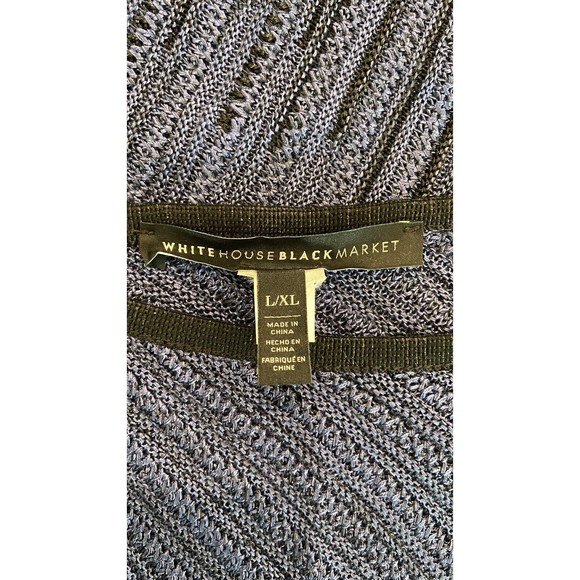 WHBM sz L/XL Sweater Ombre Poncho Asymmetrical Hem navy black metallic top cover - Picture 2 of 6